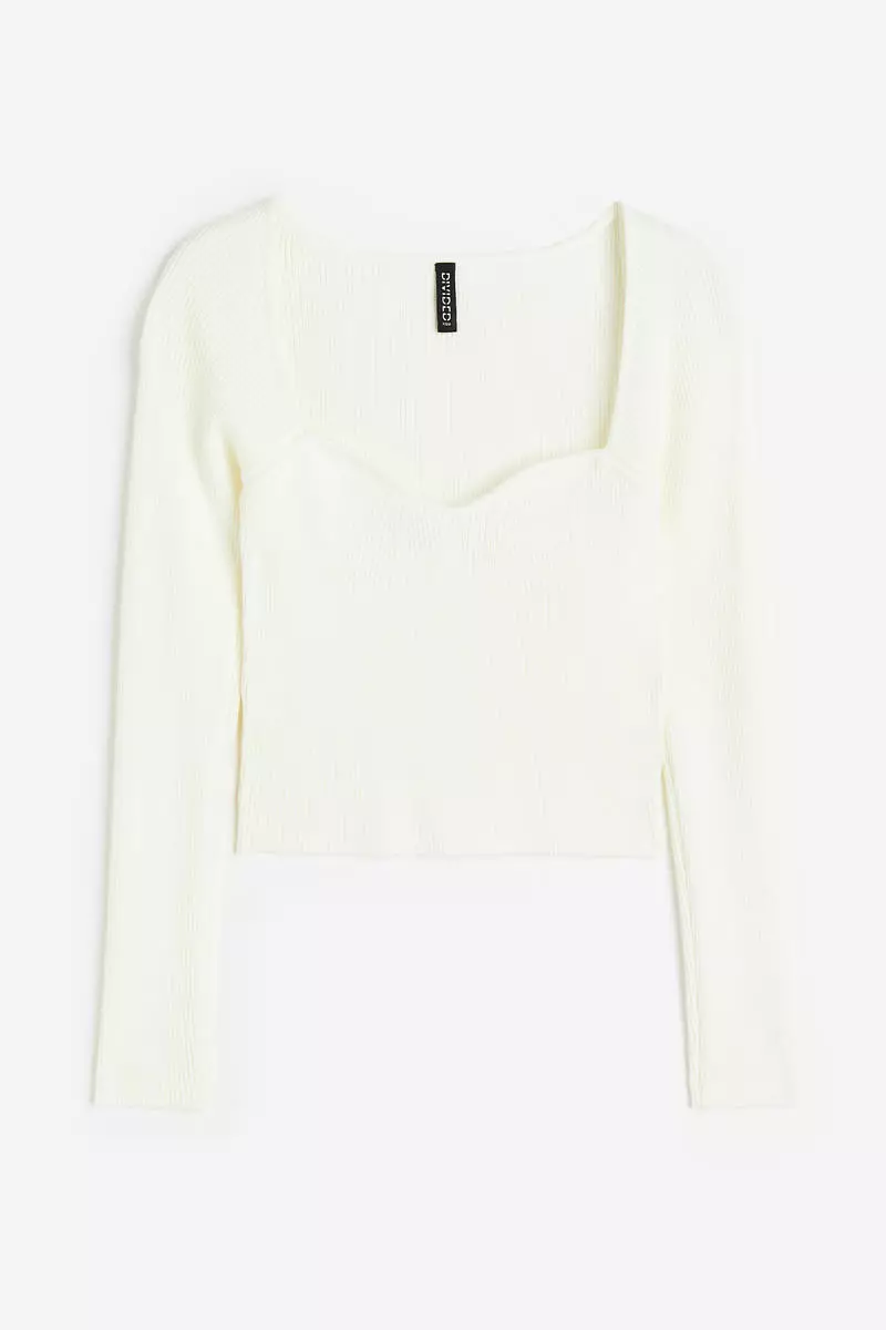 Bustier-look rib-knit top