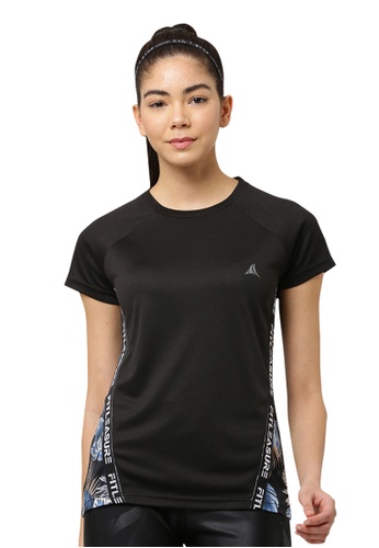 Fitleasure black Fitleasure Women's Athleisure Print Black Tee 116A3AA49DD96DGS_1