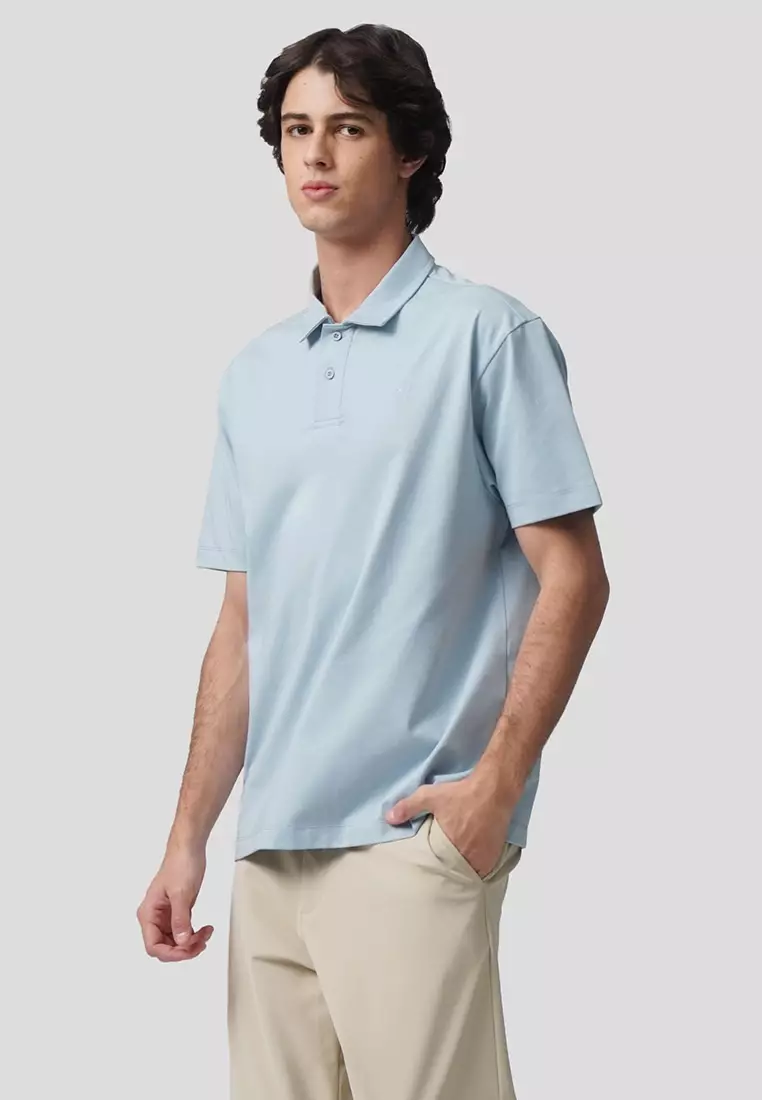 Regular Fit Polo Shirt With Self-Fabric Collar In Sorona