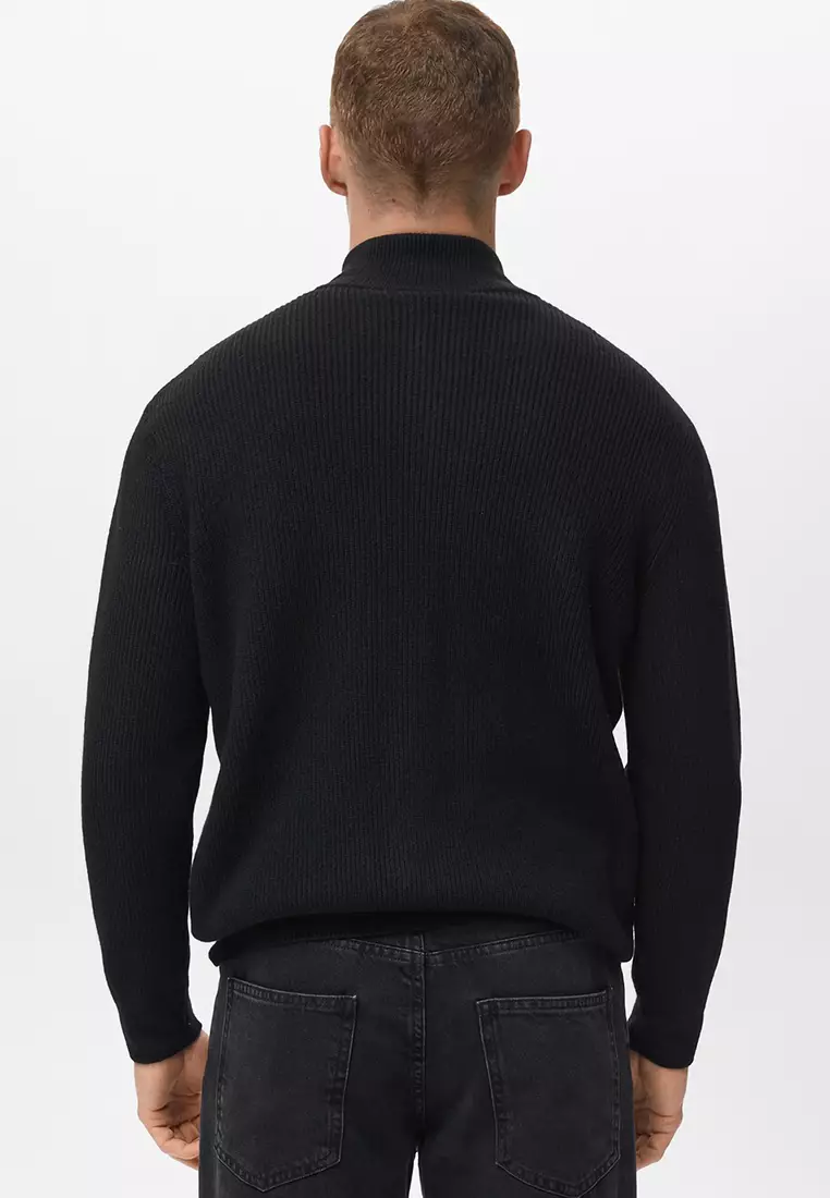 Ribbed-Knit Cardigan With Zip