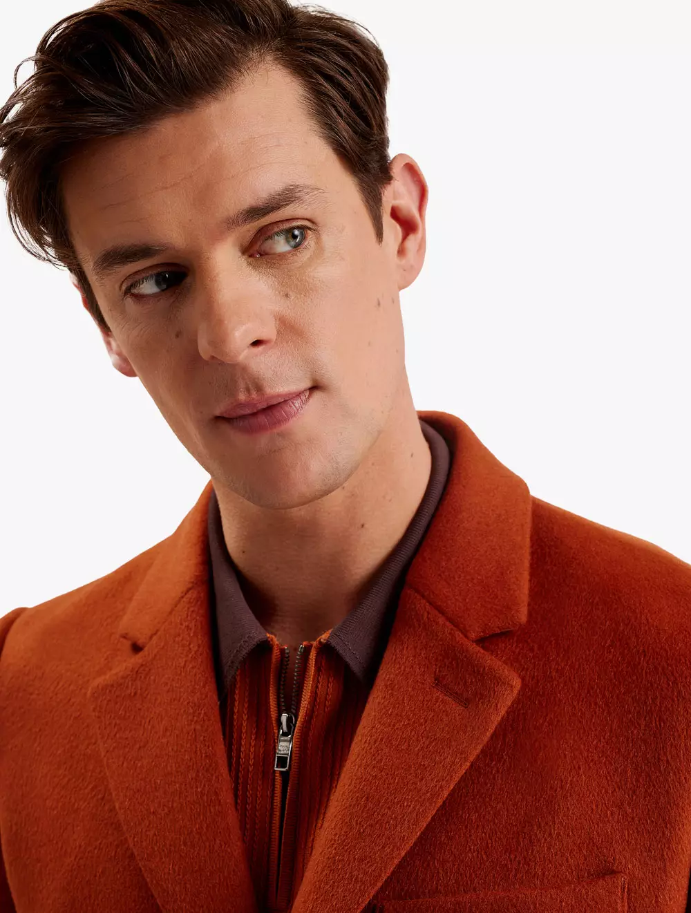 Jual Ted Baker RUEBY Wool Blend City Coat Dark Orange Original