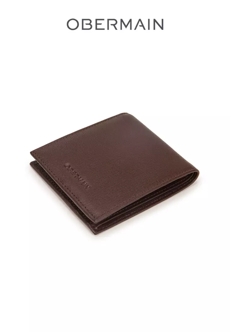 RFID Short Wallet No Hole Genuine Leather Brown