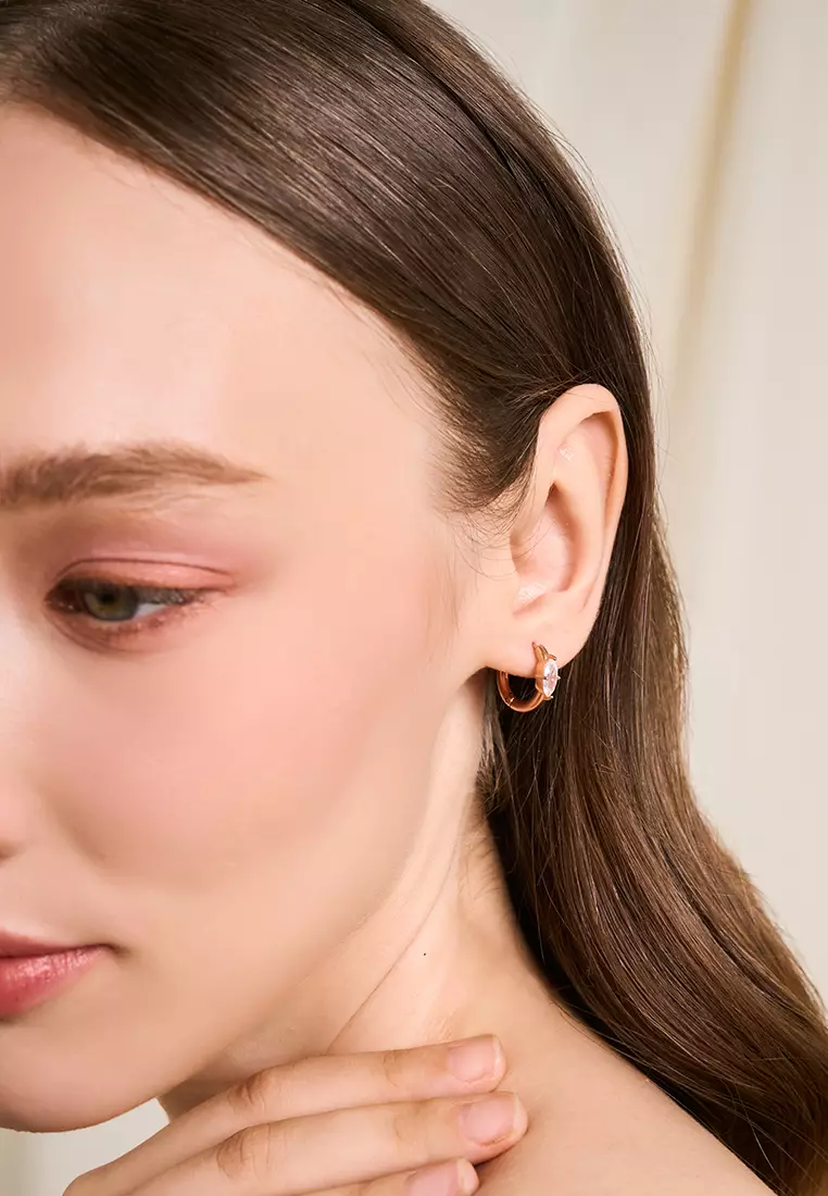 Elaine Oval-Cut Hug Hoop Earrings in Rose Gold