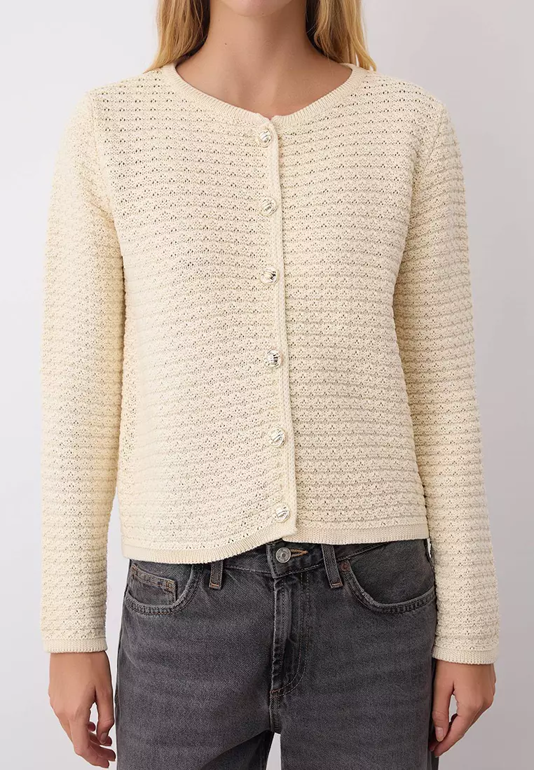 Knit Crew Neck Cardigan