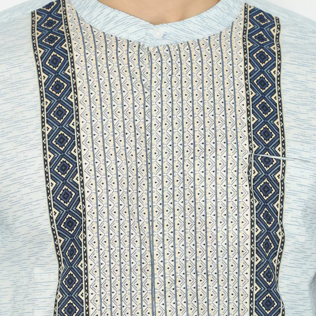 Basic Ahsa Blue Kemeja Koko Pria Lengan Panjang