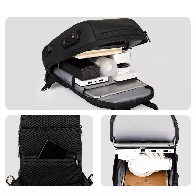 Mark Ryden MR7039 Tas Selempang Pria WaistBag Pria Sling Bag Pria Crossbody Bag TSA Lock - BLACK