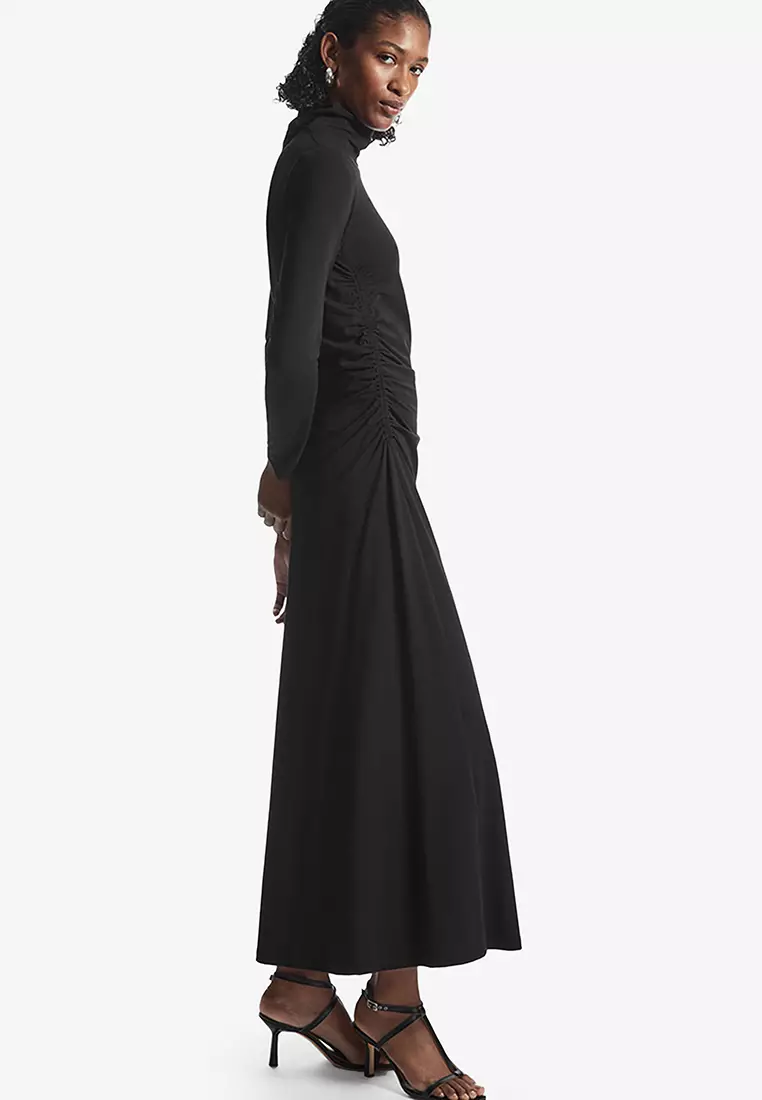 Buy COS High-Neck Gathered Midi Dress Online | ZALORA Malaysia