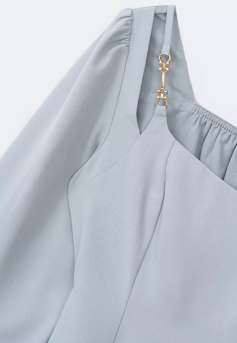 Puff Sleeve Square Neck Mini Dress