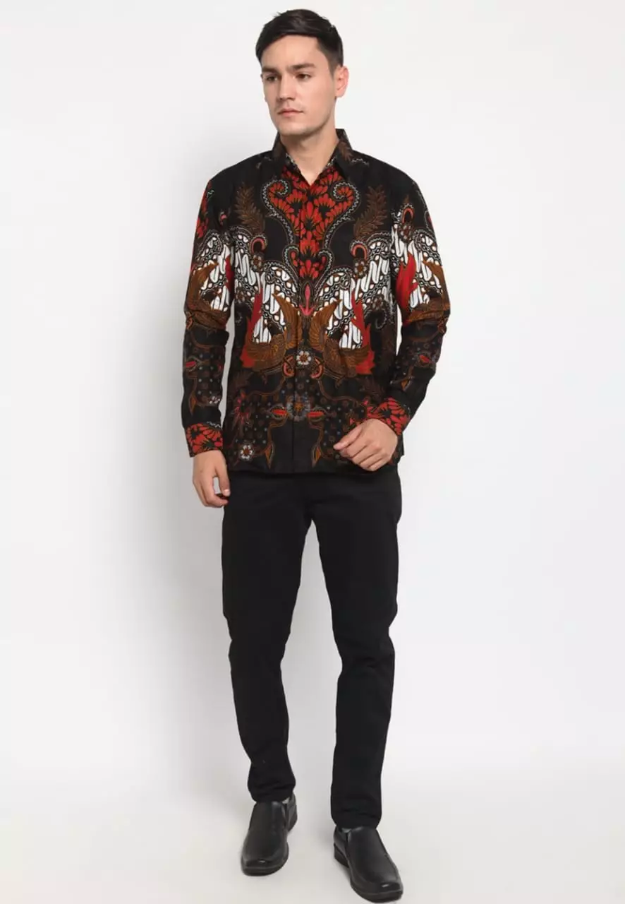 Brahm Putih Kemeja Batik Pria Premium Slimfit Modern Lengan Panjang