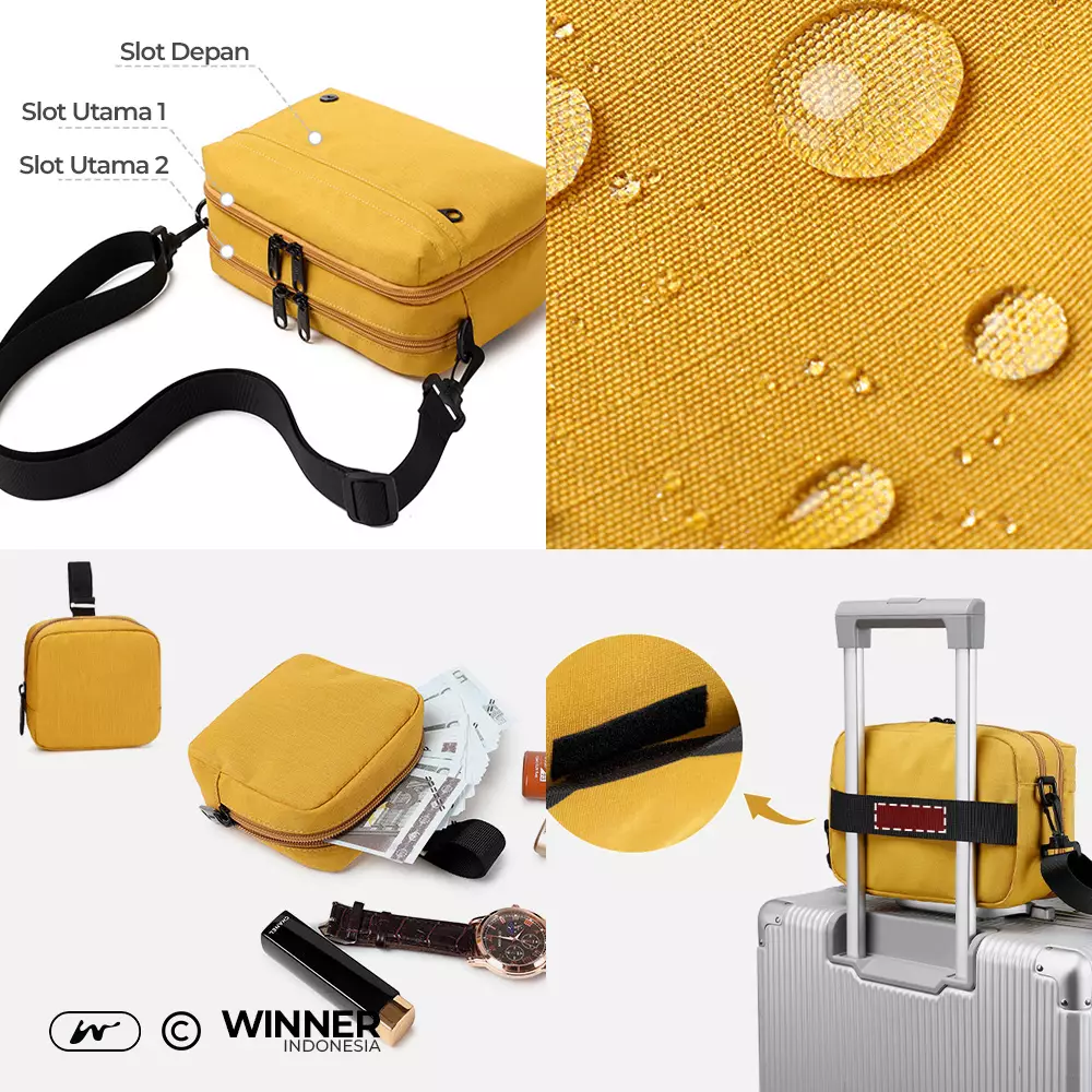 Tas Bahu Selempang Kecil Nylon Anti Air Wanita Korean Style Shoulder Sling Bag (T14-045-5505) - Kuning