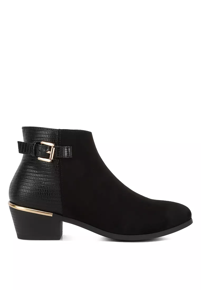 Gold buckle shop ankle boots