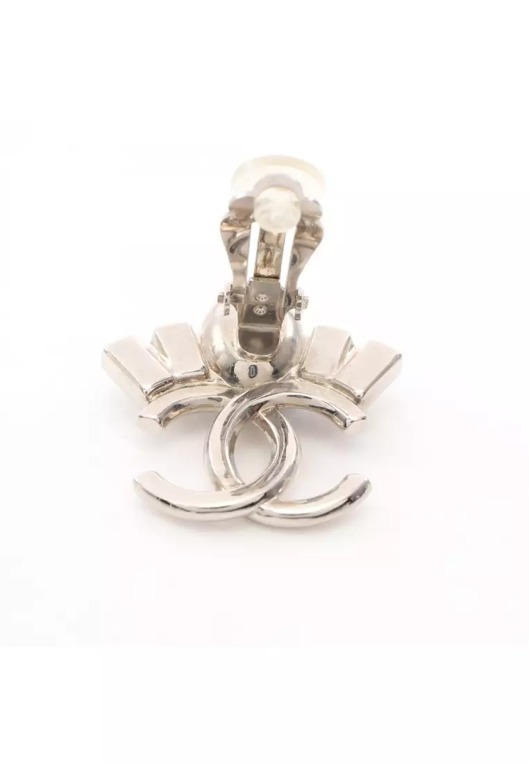 Chanel Pre-Loved Chanel coco mark earrings crystal Silver blue