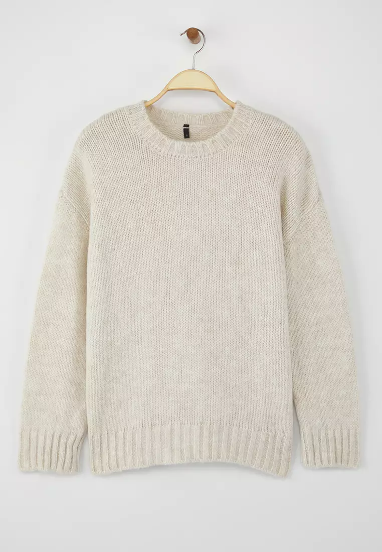 Wardrobe Essentials Stone Soft Texture Wide Cut Basic Knit Sweater | Twoaw26Kz00073