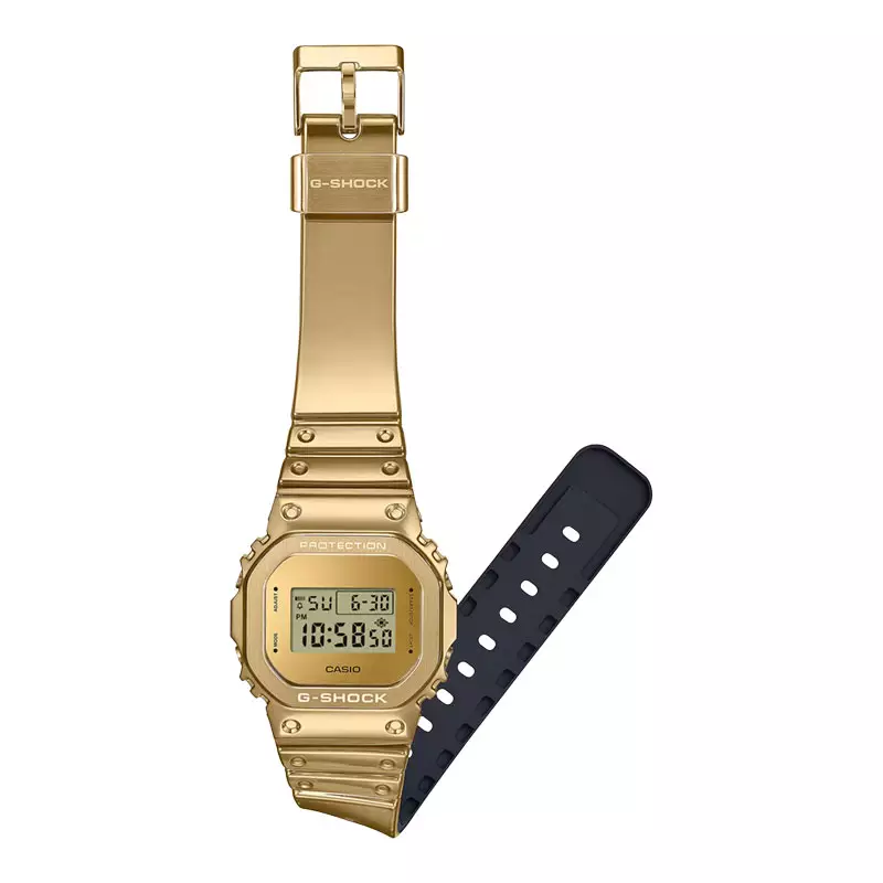 Jam Tangan Pria Casio G-Shock GM-5600YMG-9JF Fine Metallic Series Digital Dial Gold Resin Band (JDM)