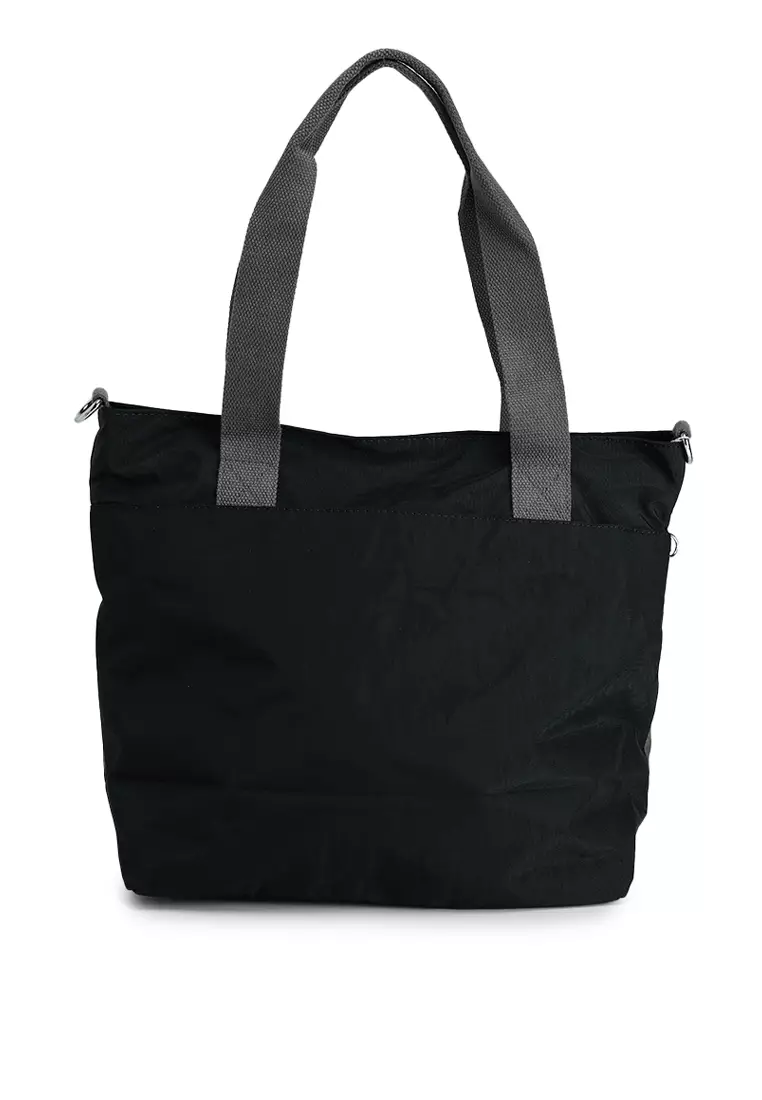 Colour Block Nylon Convertible Tote Bag