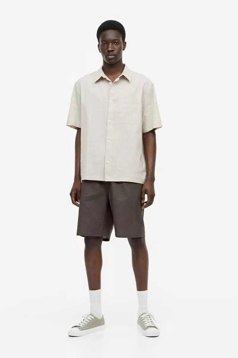 H&m mens linen on sale shorts