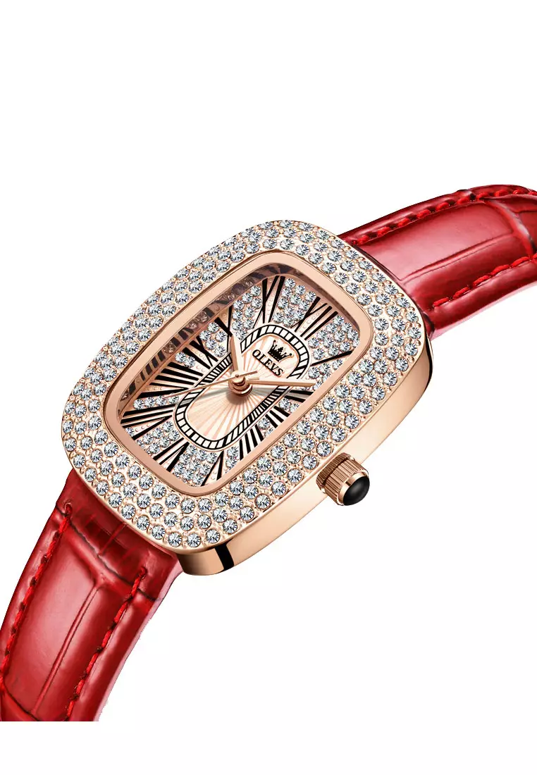 Elena Leather Women Quartz Watch & Bangle Set
