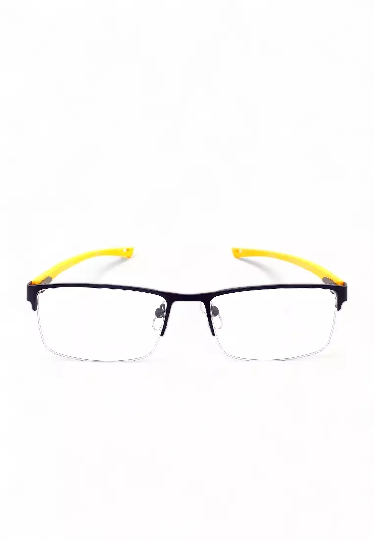 OPH Men's Rectangle Frame Black Metal Optical Frame with Demo Lens OPH1080117