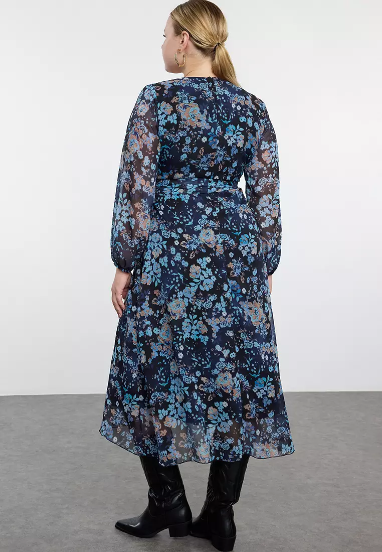 Plus Size Printed Wrap Dress