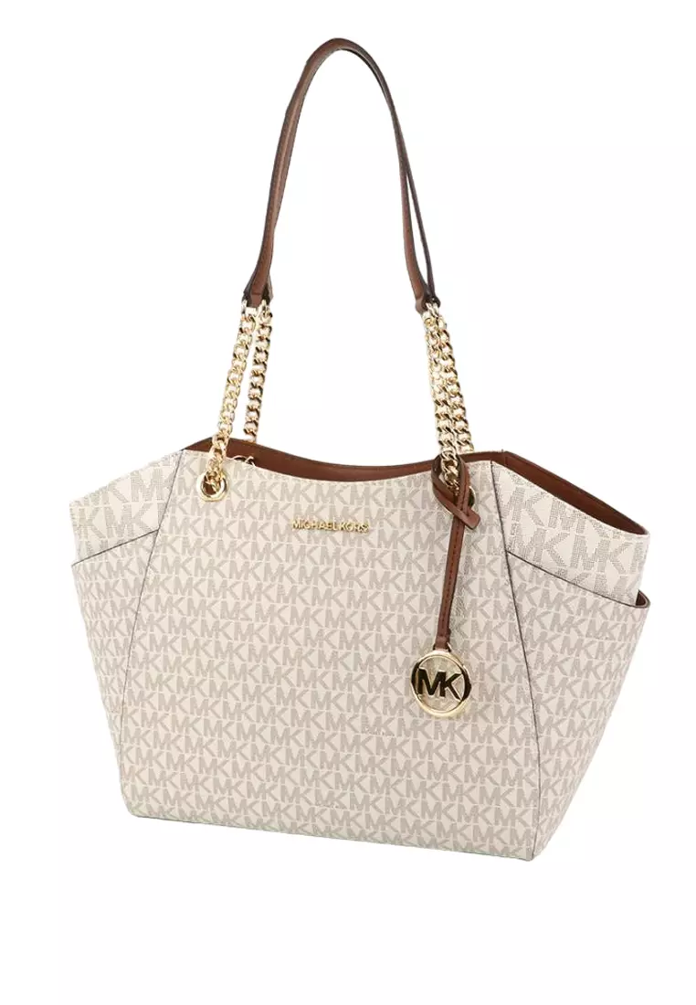 Jet Set Travel Large Chain Shoulder Bag In Signature - Vanilla