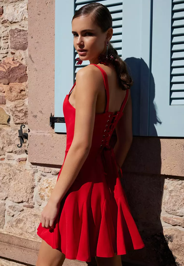 Weaving Bodice Detailed, Piping Dress