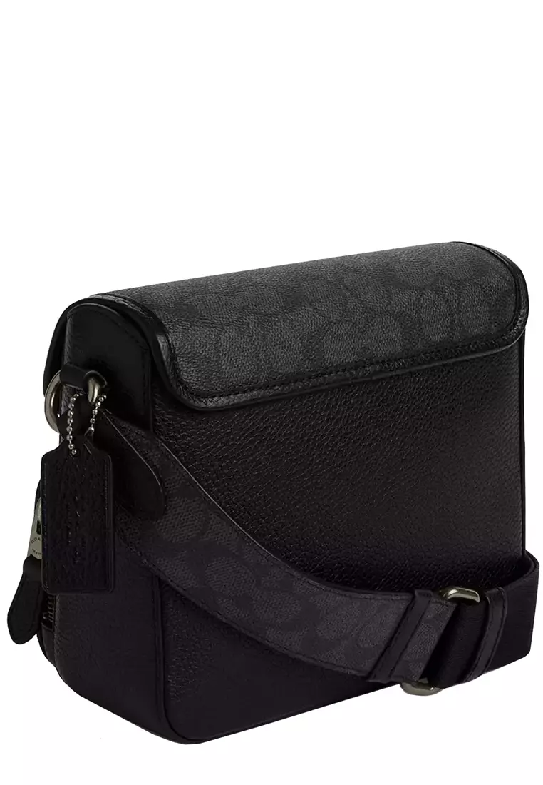 Sullivan Flap Crossbody Bag In Signature Canvas in Charcoal/ Black CZ396