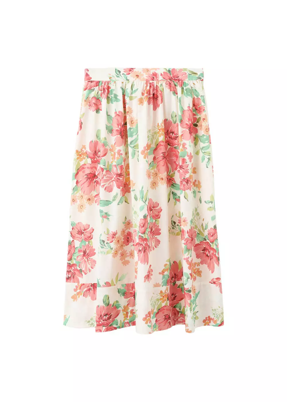 Rok midi bunga-bunga