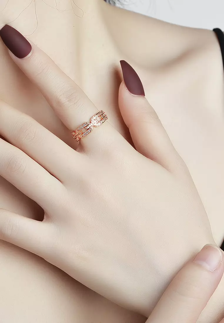 Cincin Wanita Korea Berlian Ukuran Bebas Perhiasan Cewek Original