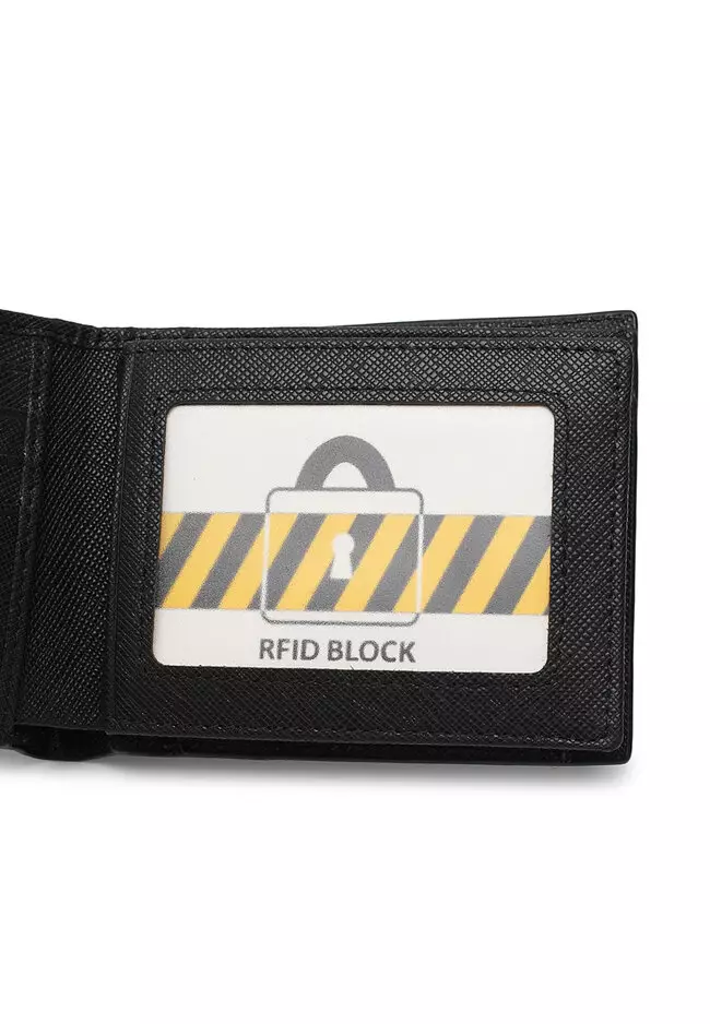 Genuine Leather RFID Short Wallet (真皮錢包) - 黑色