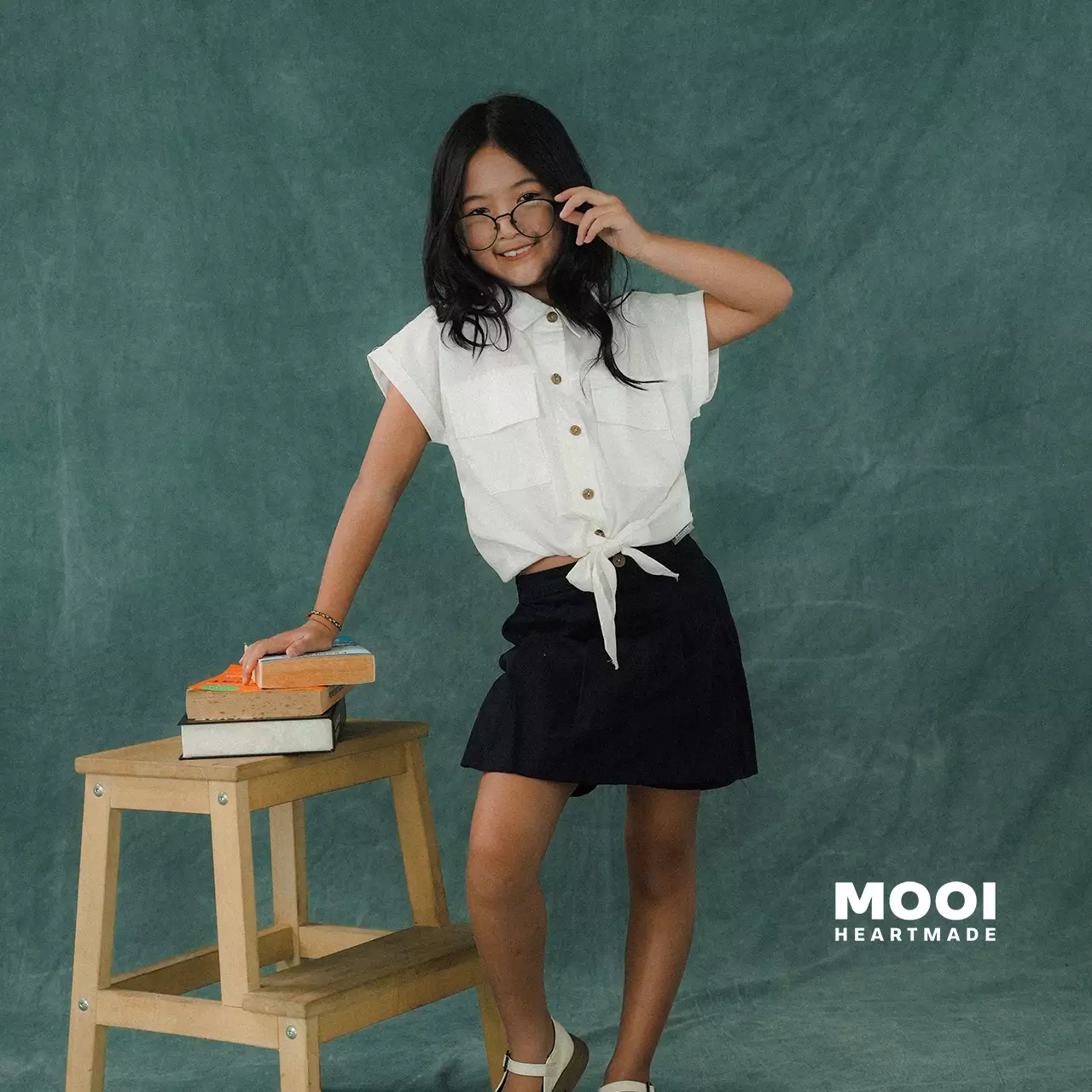 Mooi Atasan Anak Perempuan Izzy Top - Dusty Blue