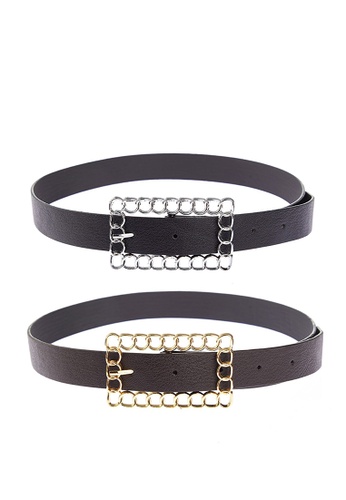 Trendyol black and brown 2-Pack Chain Buckle Belt E3B99AC848B5A1GS_1