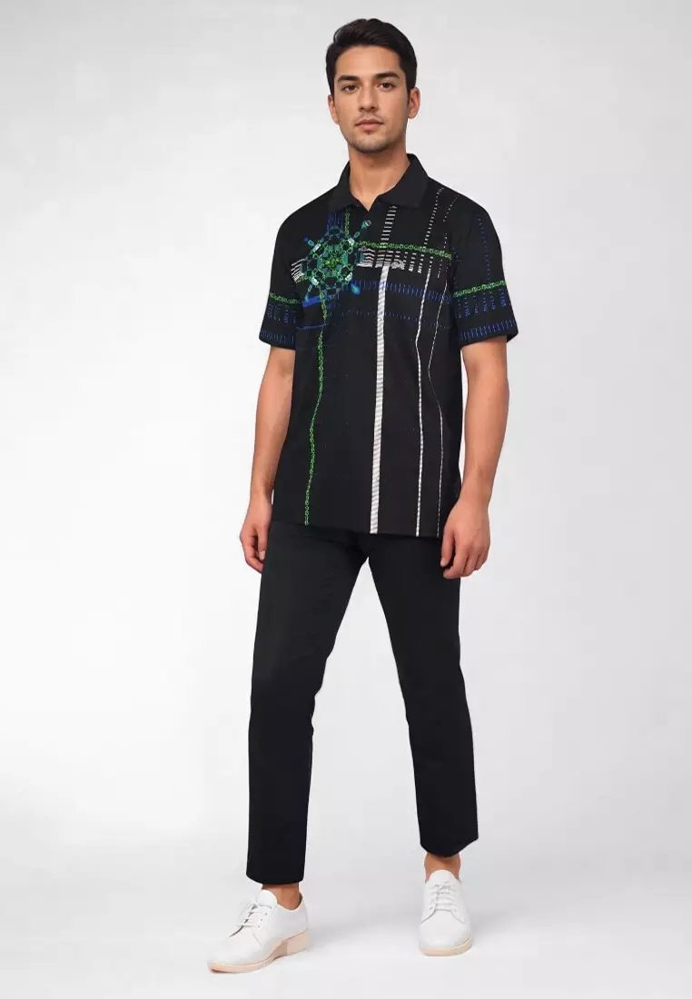 Crocodile DIAMOND 1837 Black Green - Kaos Kerah Pria Men Polo Original Relax fit