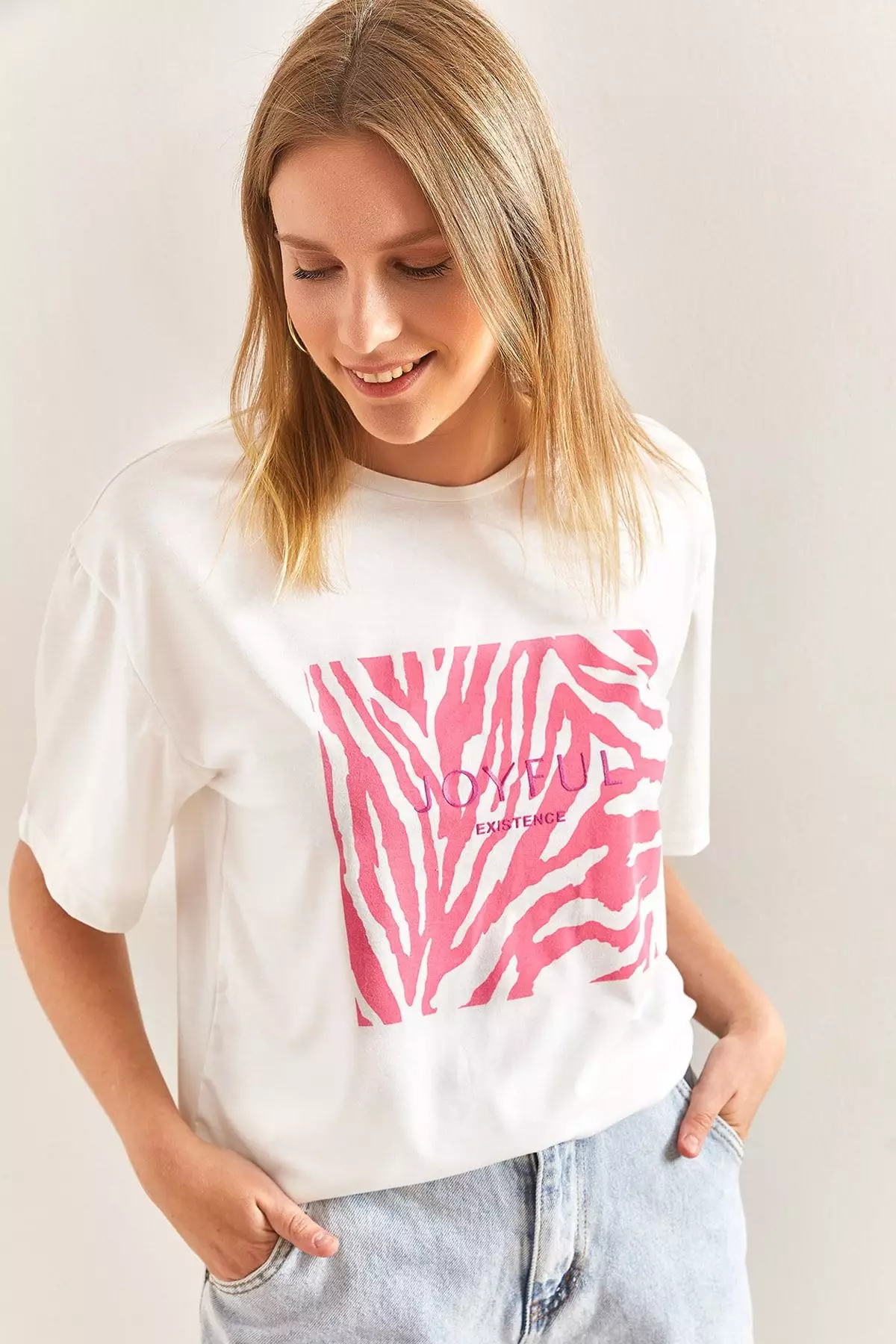 Women's Patterned Combed Cotton Tshirt