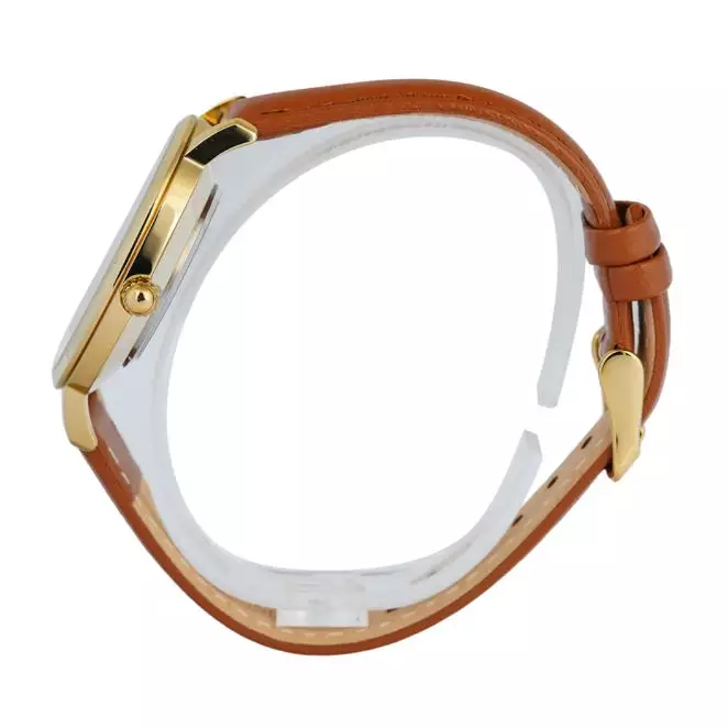 Jam Tangan Wanita ALBA Fashion AH7CD8 AH7CD8X1 Strap Leather Light Brown Dial Silver Color