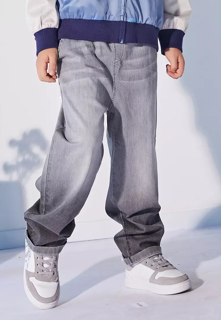 Elastic Waist Baggy Jeans