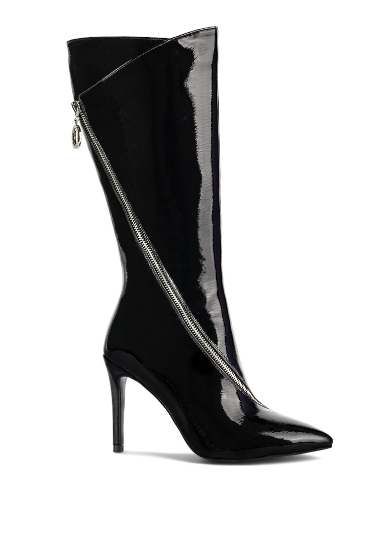 TSAROH Zip Around Calf Boot In Black