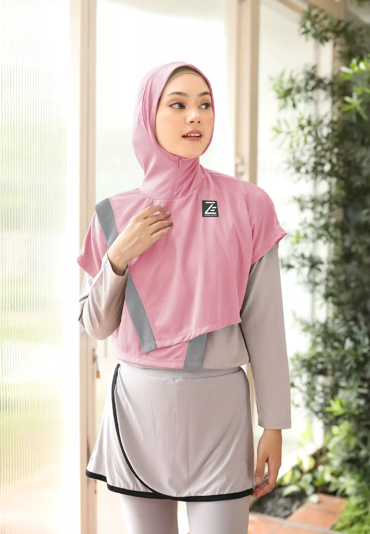 Zelena - Iona Vest Hijab | Rompi Hijab Olahraga Wanita Tenis Padel - Pink Candy