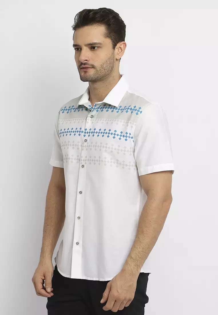 MAGINOT CAESAR WHITE Kemeja Casual Slim Fit Lengan Pendek