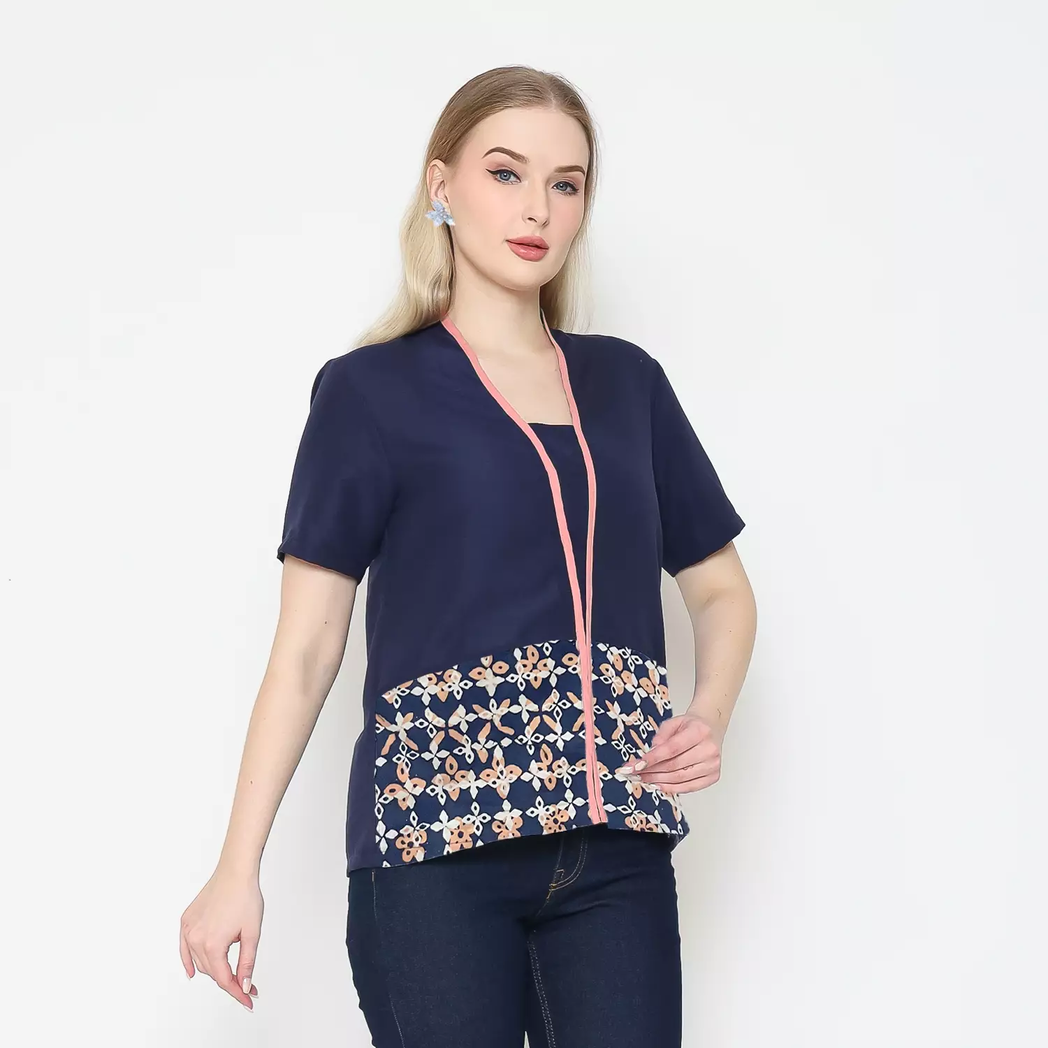 Blouse Batik Wanita - Atasan Batik - Bhatara Batik Yuki - Baju Batik Modern Lengan Pendek