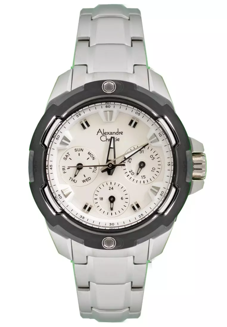 Alexandre Christie Jam Tangan - Silver Black White - Stainless Steel - 6305 BFBTBSL