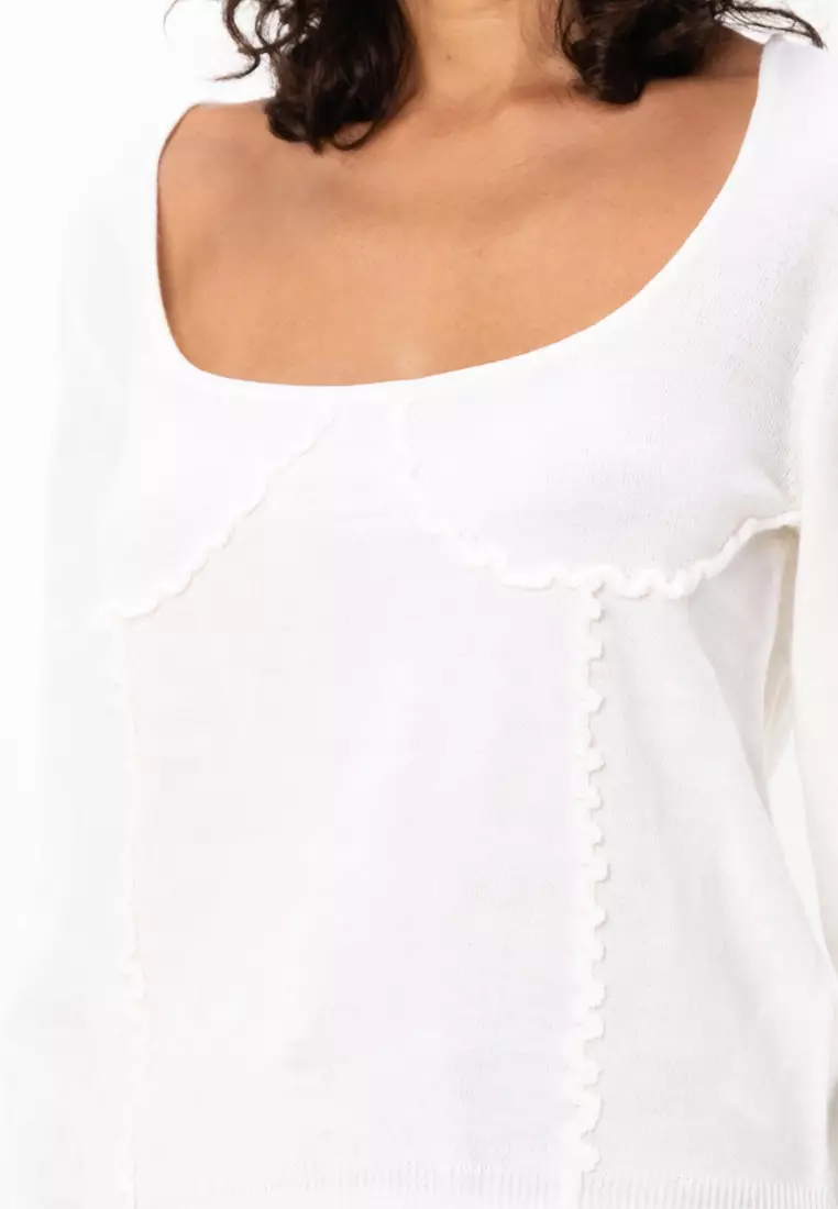 Knitted Top With Frill Seam Corset Detail