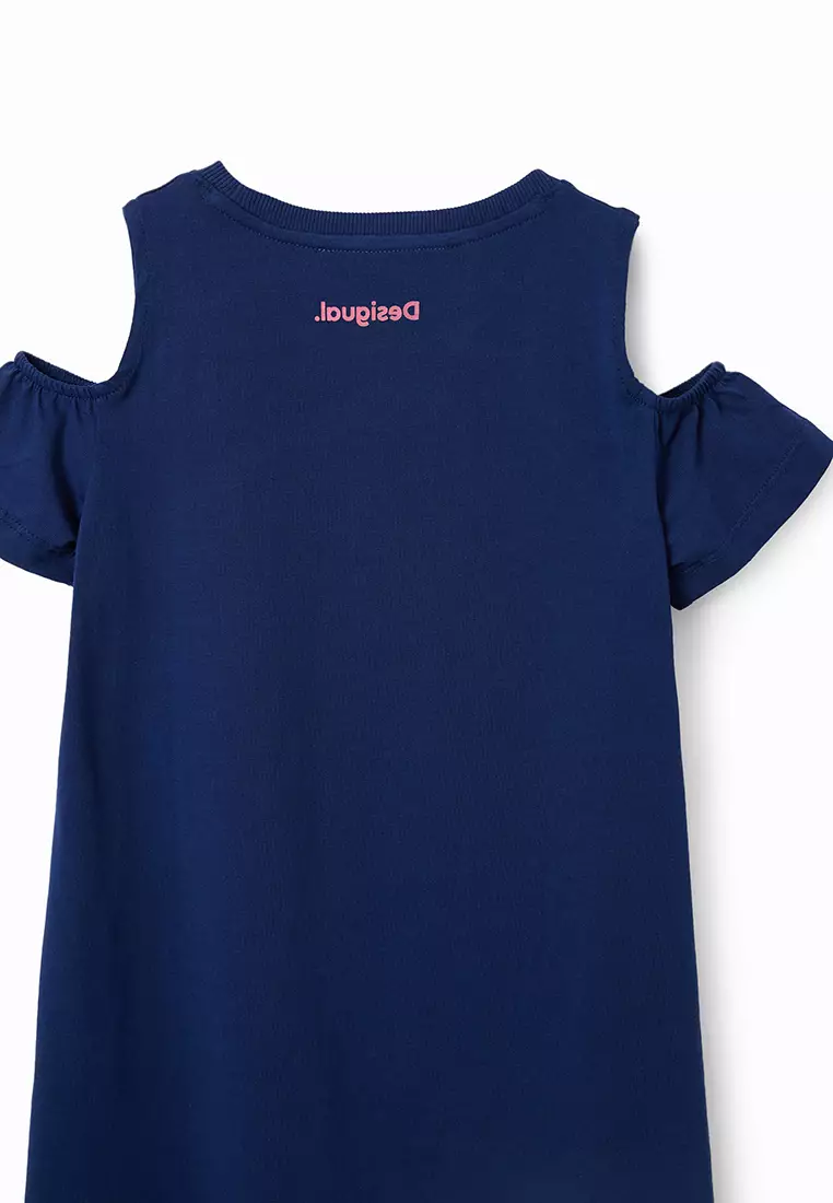 Desigual Abito Corto In Poliestere Con Stampa Floreale E Maniche Corte, Look Fresco E Casual