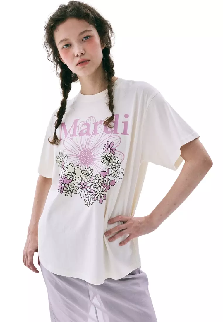 Tshirt Flowermardi Jardin - Cream Pinklavender