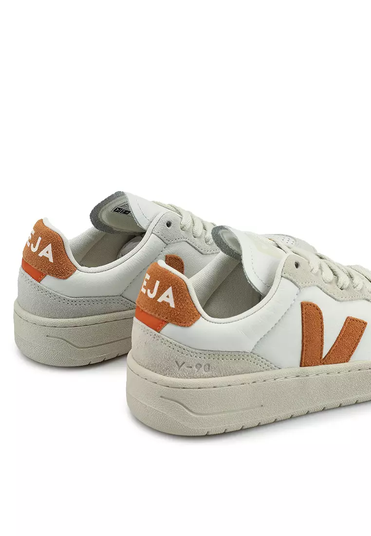 【関税&送料込】Veja V-90 O.T. Leather Sneakers Veja Mens V-90 O.T. Leather Sneakers - White/Cream - Due West