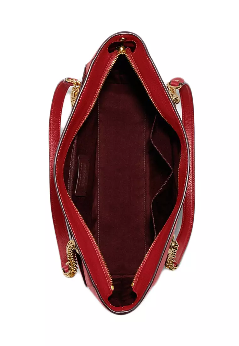 Coach turnlock chain tote on sale oxblood