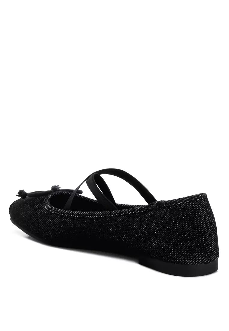 Black Criss Cross Strap Ballet Flats