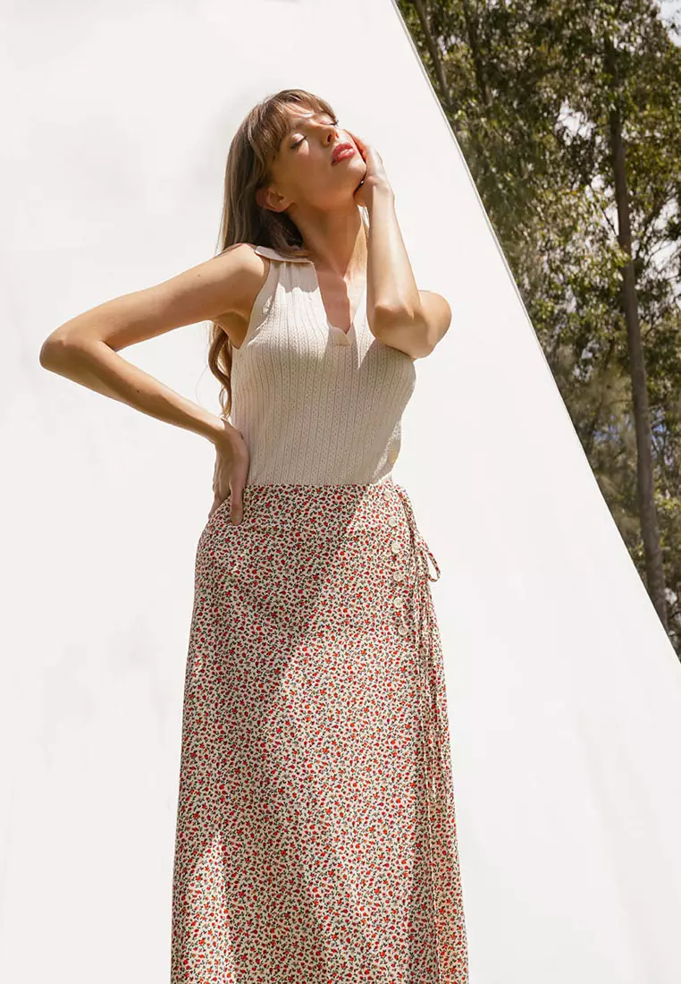 Marigold Buttoned Midi Skirt