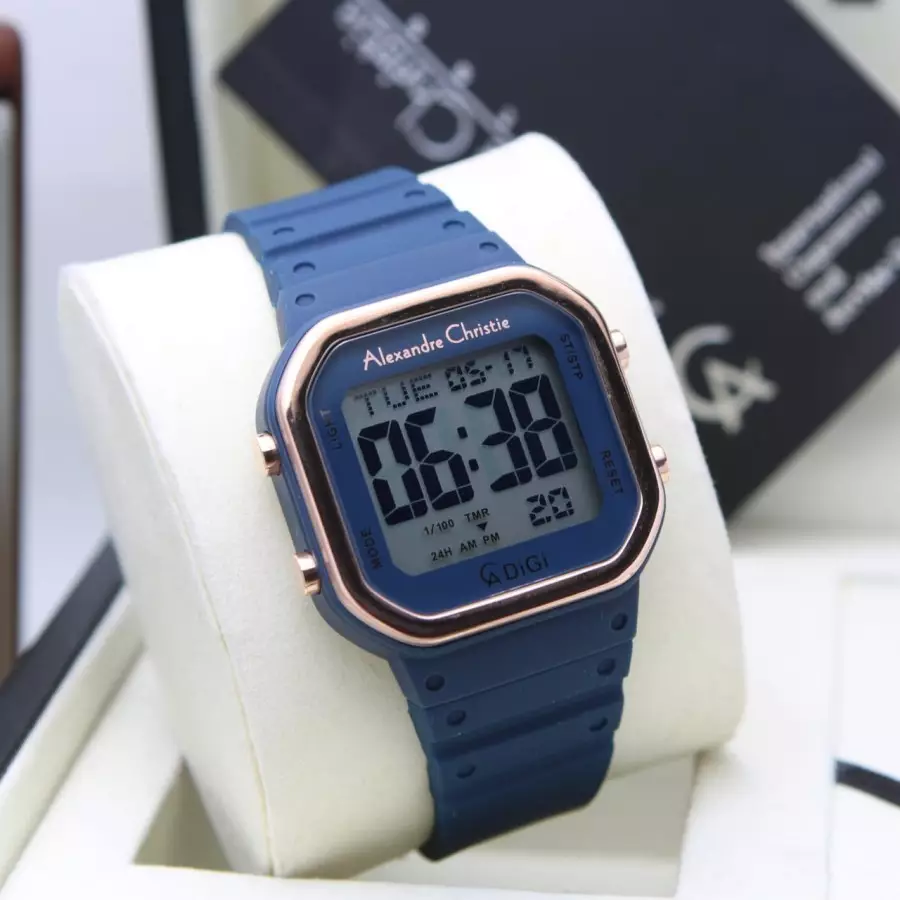 Alexandre Christie 9347 Karet Biru Ring Rosegold Cewek