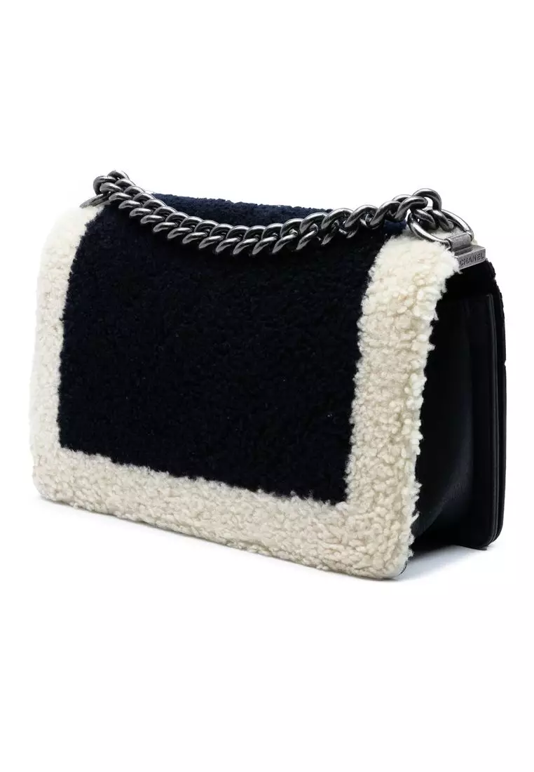 Pre-Loved Chanel Old Medium Bicolor Shearling Boy Flap