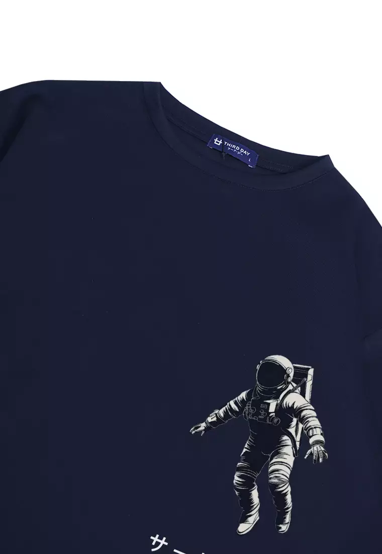 MTP81 kaos oversize astronot astronaut bahan tebal scuba pria katakana astronaut navy